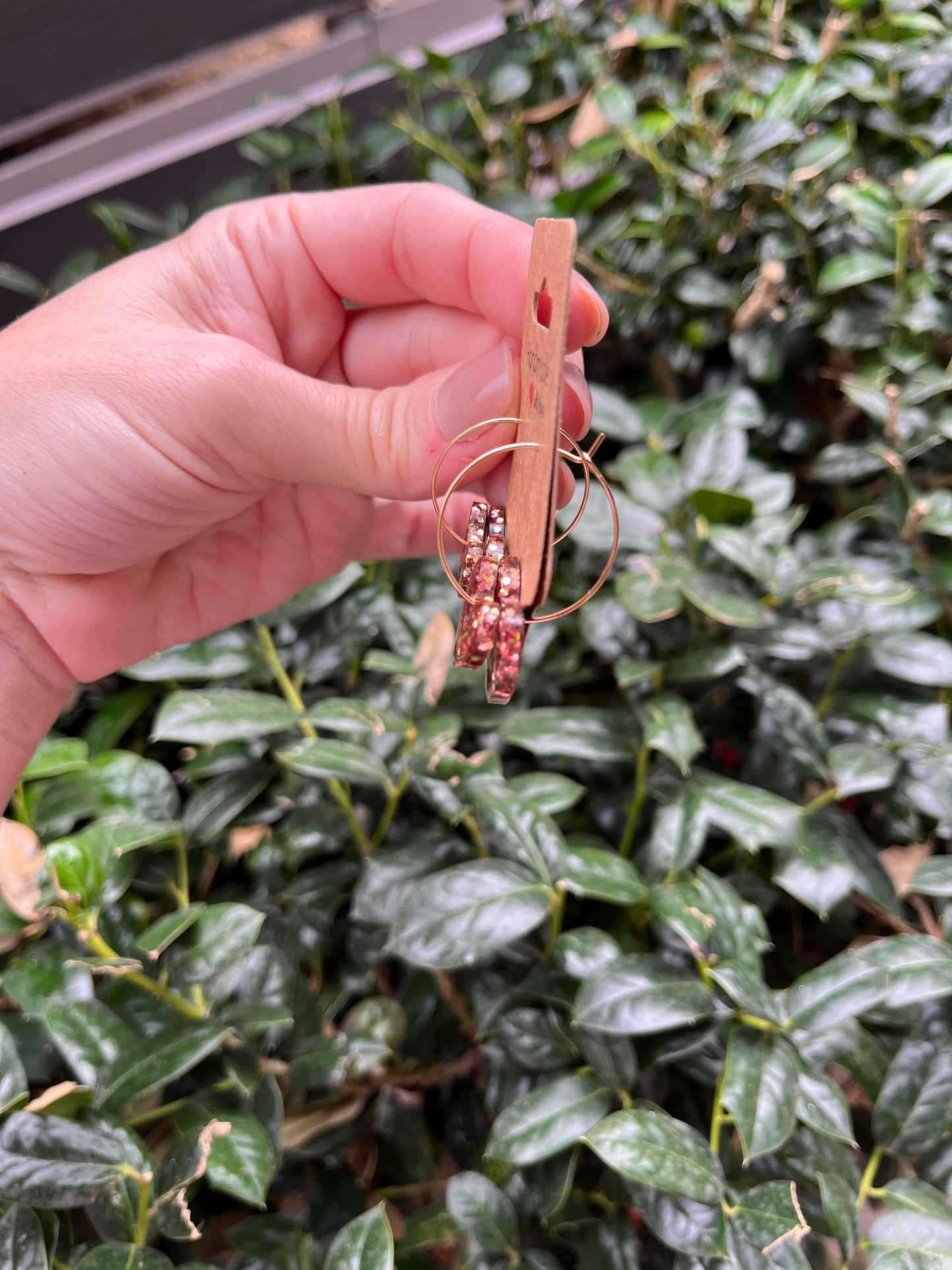 Golden Stacked Hearts Hoops