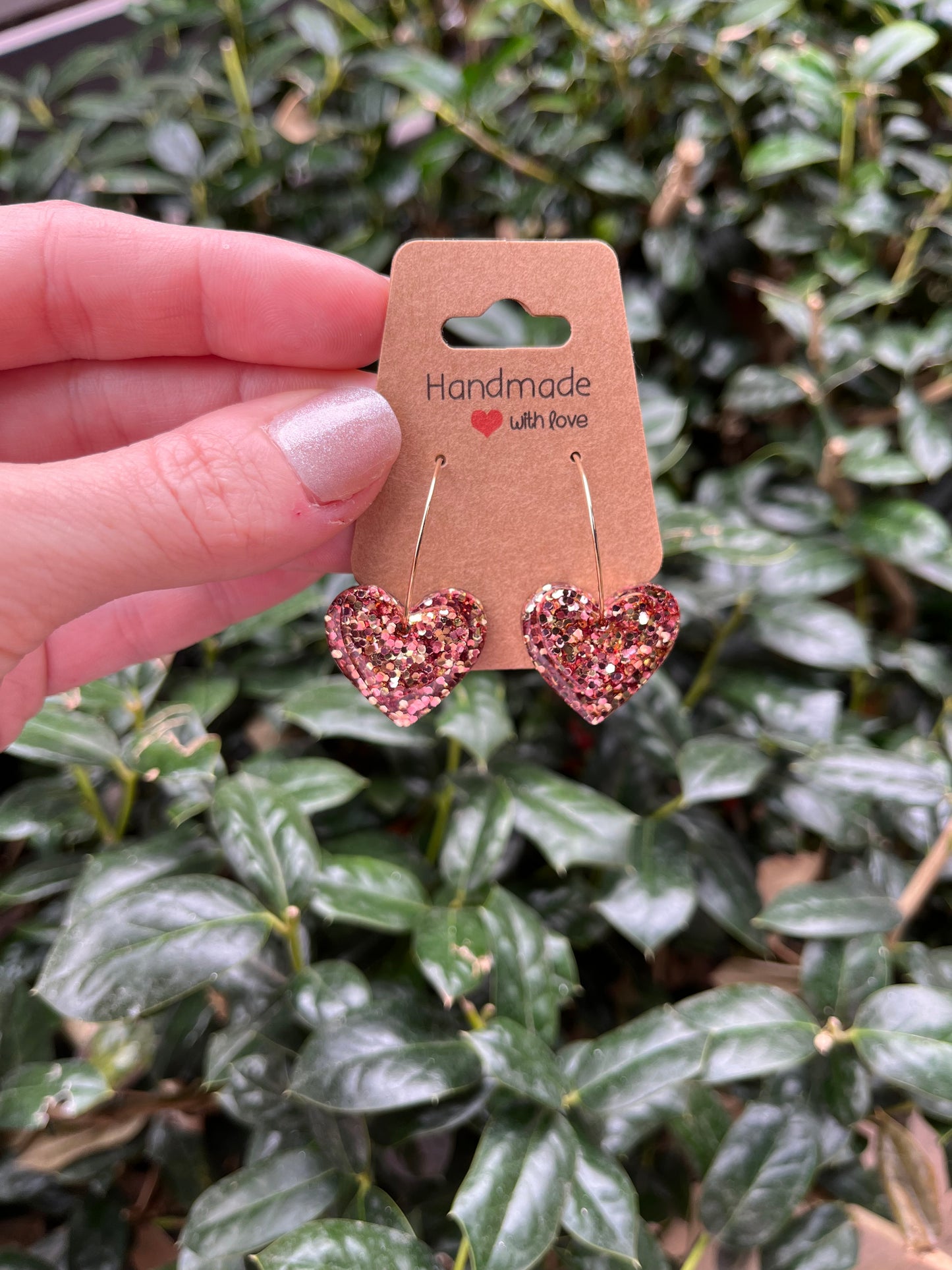 Golden Stacked Hearts Hoops