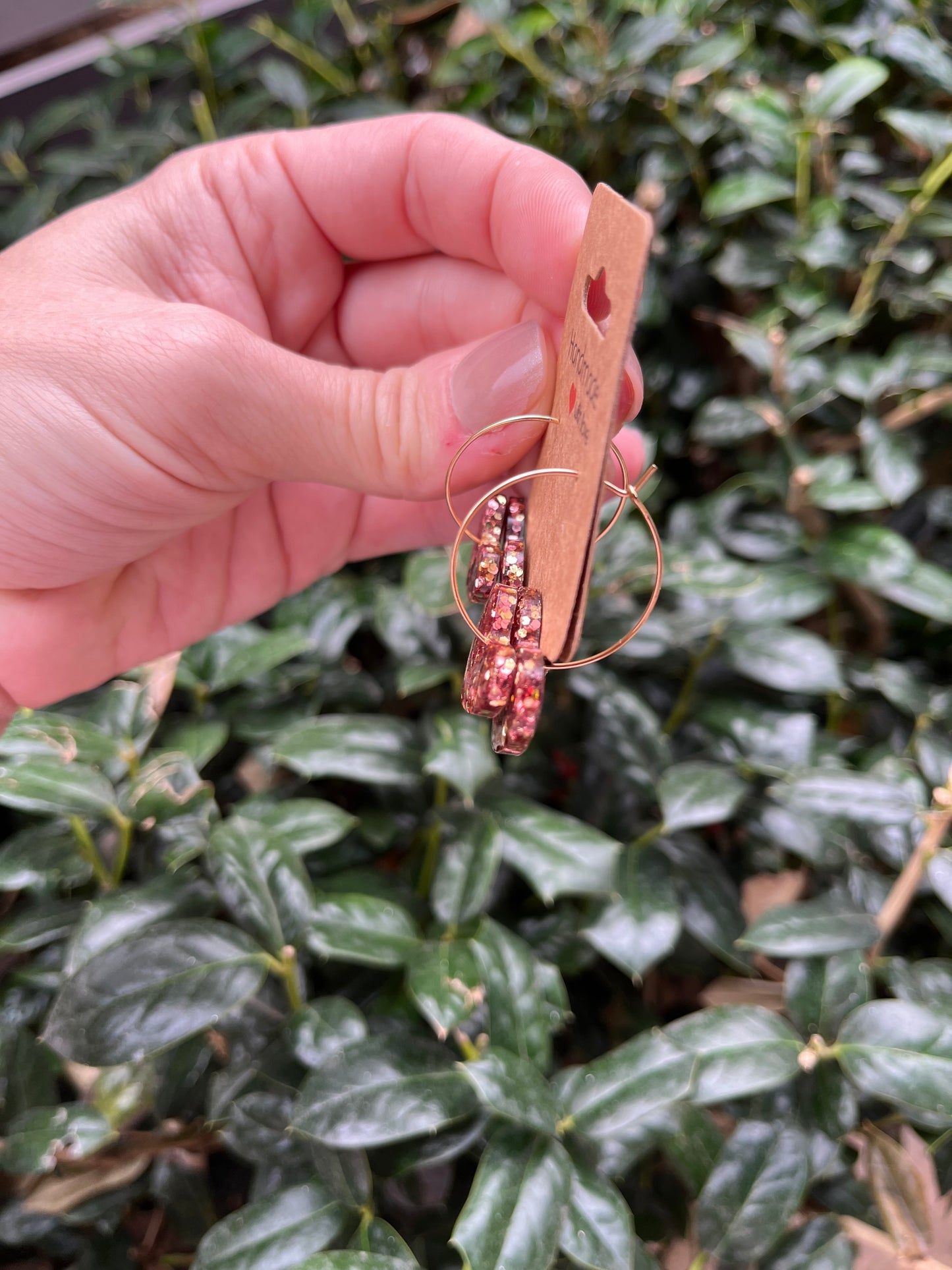 Golden Stacked Hearts Hoops