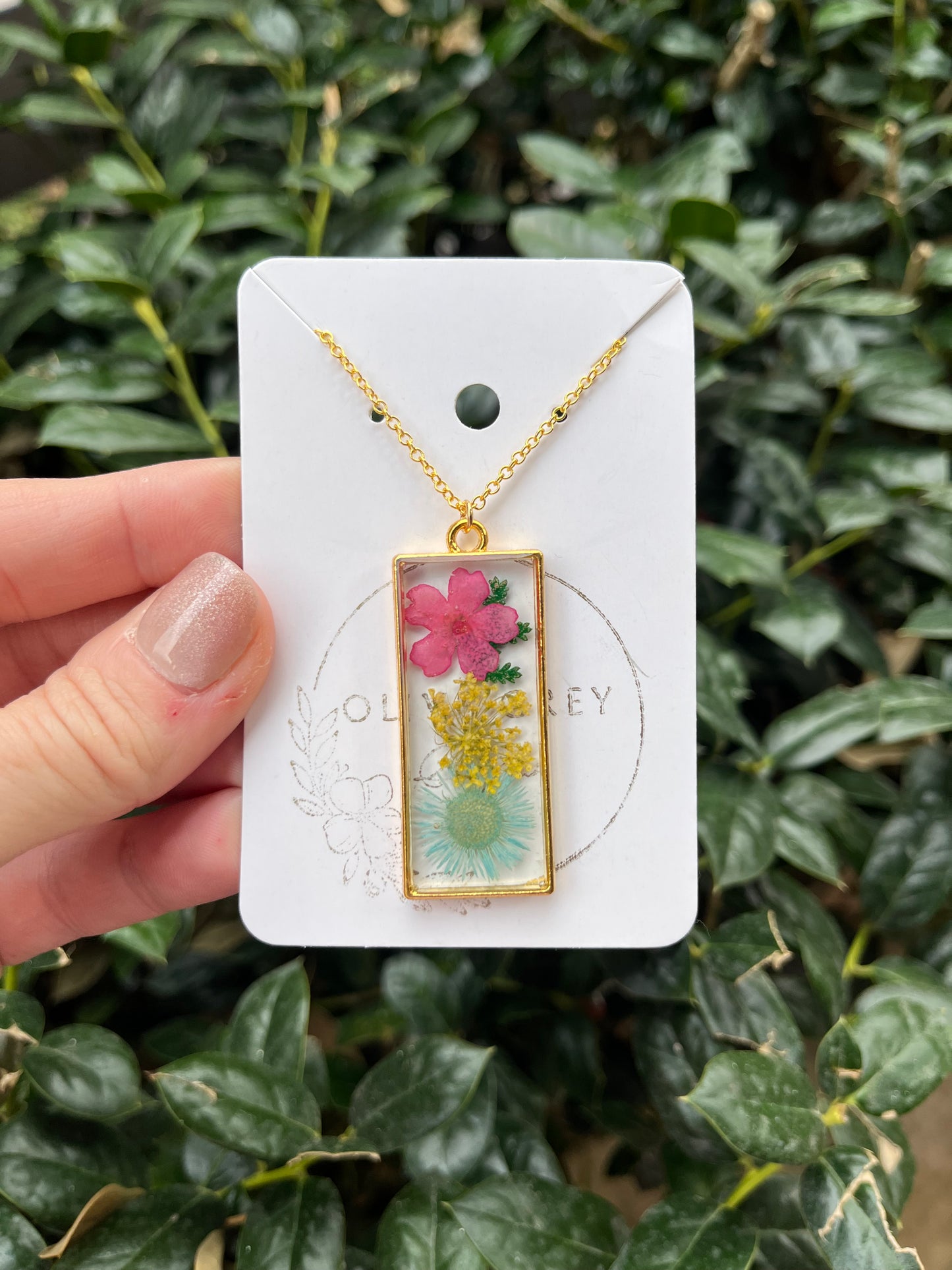 Floral Rectangle Necklace