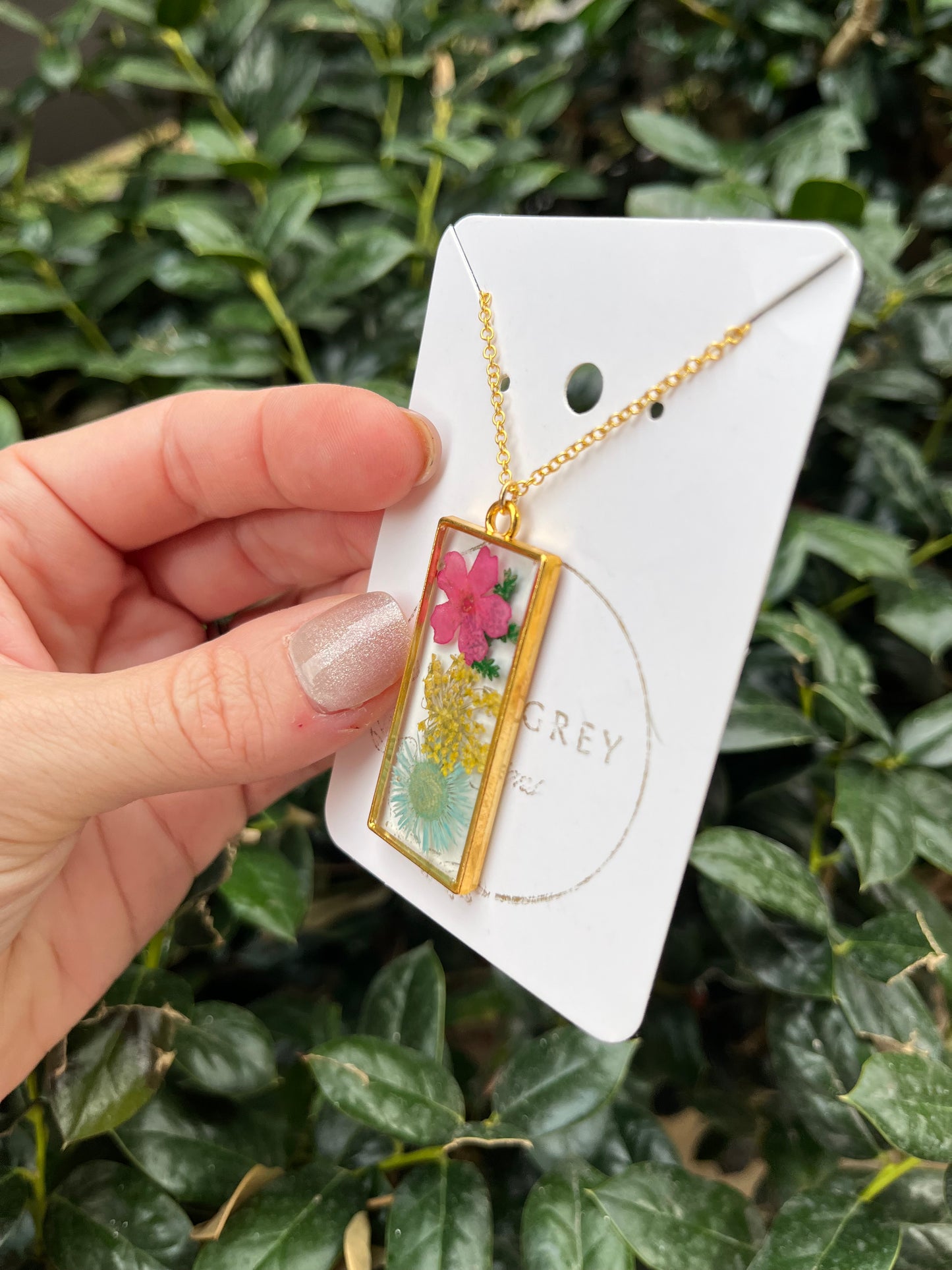 Floral Rectangle Necklace