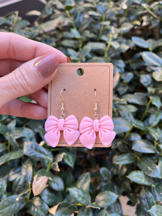 Pink Bow Earrings