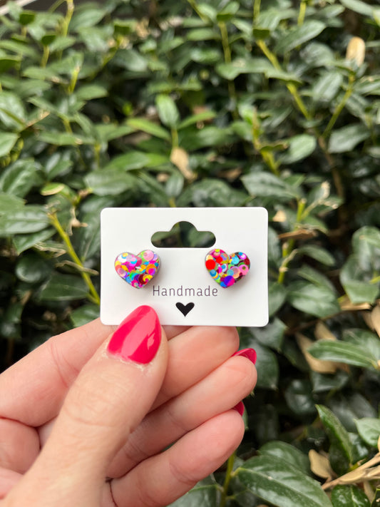 Kaleidoscope Heart Studs