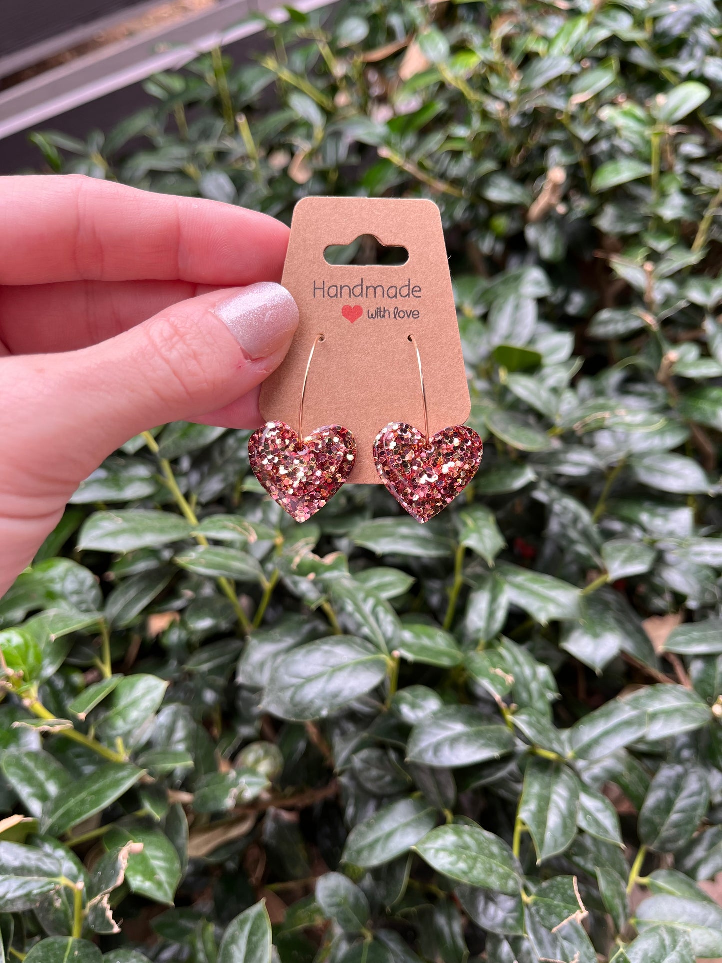 Golden Stacked Hearts Hoops