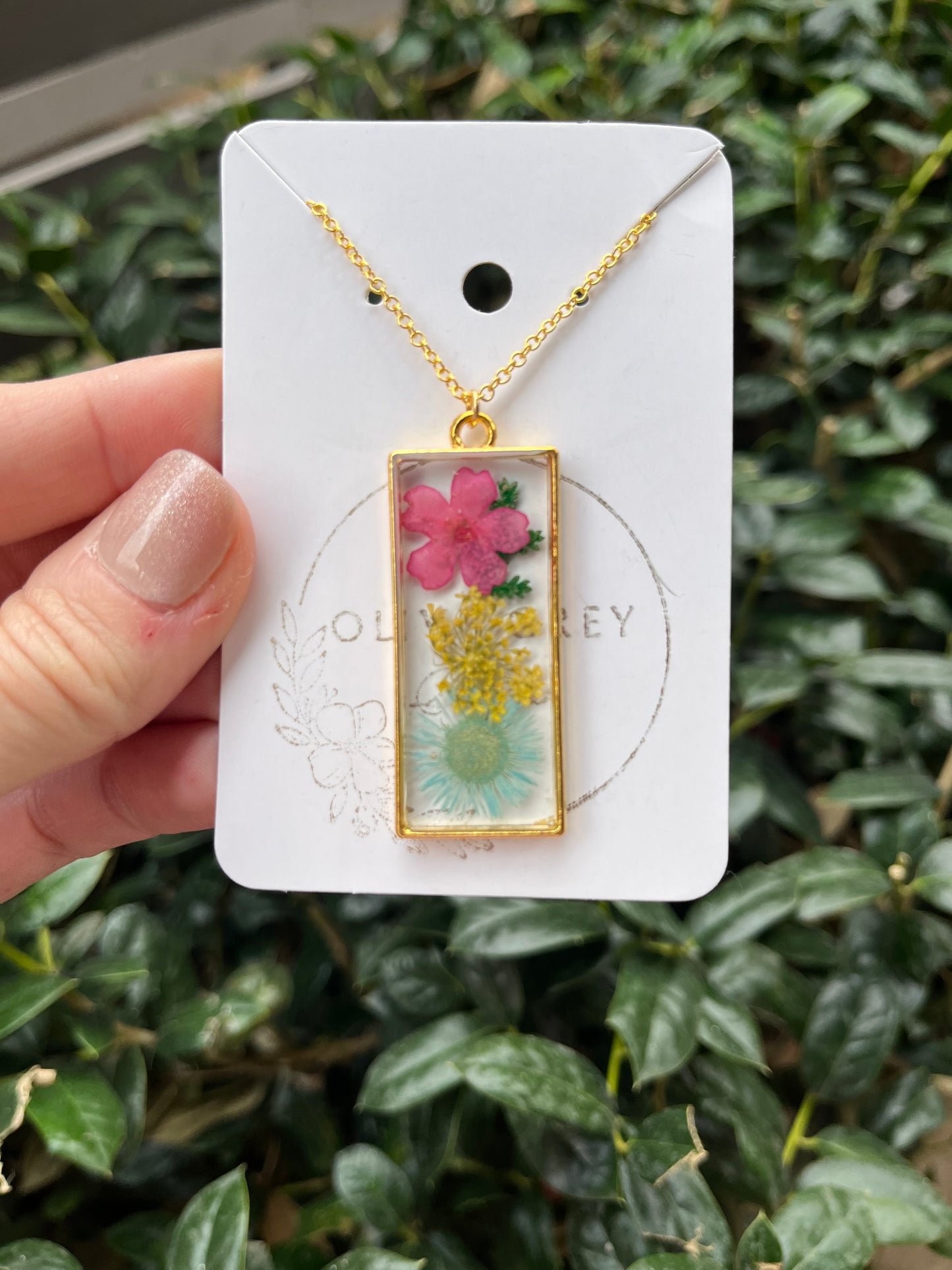 Floral Rectangle Necklace